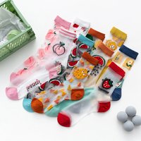 Frauen Dünne Transparente Socken Kristall Glas Seide Socken Damen Süße Frucht Erdbeere Avocado Pfirsich Wassermelone Sommer Mesh Socken