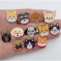 12pcs cartoon pet spotted dog alloy oil drop pendant, DIY jewelry making earrings, keychain accessories