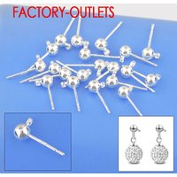 10PCS Lot Wholesale 925 Sterling Silver Fashion Women Jewellery Findings Real Stud Earrings Pin Ball Beads Head
