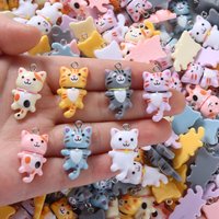 10pcs Kawaii Resin Charms Cat Animal Pendant For Women Handmade DIY Making Earrings Necklace Pendants Party Jewelry Findings