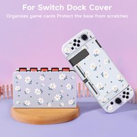 2 Pcs Chamomile Theme Pattern Protective Case with Base Cover Set for Switch OLED/Switch NS, Can Store 5 Game Cards