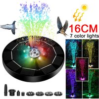 Color 7 LED Light Solar Fountain Solar Rotating Fountain 3W 6 Nozzle Water Pump Outdoors Bird Bath Garden Floating DIY Cistern