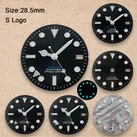 S Logo 28.5mm NH34 GMT 2 Dial NH34 Movement Ice Blue Luminous Meteorite Watch Modification Accessories tools