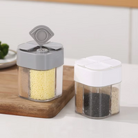 4 in 1 Plastic Dispenser Camping Spice Containers with Sealed lid, Seasoning Spice Shaker Travel Camping Spice Kit for Cooking