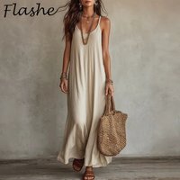 New Arrival Women's Strapless Long Dress Women Casual O Neck Sleeveless Loose Beach Holiday Dresses For Women Maxi Dresses Boho