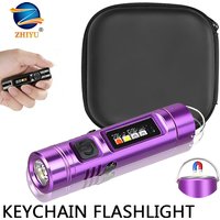 Mini LED Handheld Flashlight USB Rechargeable Aluminum Alloy Torch Magnet Work Light Red Blue Emergency Keychain Lantern