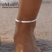 eManco Silver Color Snake Chain Anklet for Women Beach Chain Ankle Gifts Stainless Steel NotAllergic Men's Blade Chain Wholesale