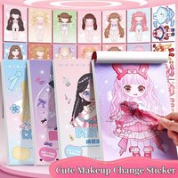 DIY Dress Up Sticker Girl Paper Doll Quiet Book Sweet Cool Girl Star Doll Change Clothes Scrapbook Craft Children's Makeup Book