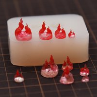 Miniature UV resin Fire Flame Silicone Mold Polymer Clay Doll House Scene Decoration tools