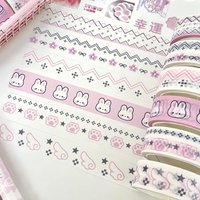 6pcs/set Korean Ins Cute Rabbit Decorative Tape Hand Account Journal Washi Tape Collage Planner DIY School Stationary Stickers