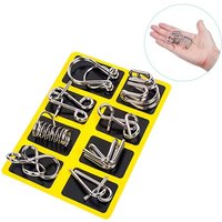 8pcs/Set Materials Metal Montessori Puzzle Wire IQ Mind Brain Teaser Puzzles for Children Adults Anti-Stress Reliever Toys Gifts