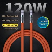 120W 10A Super Fast Charging Cable PD Type-C Liquid Silicone Cable Cable C To C Quick Charging Cable For Xiaomi iPhone 1/1.5/2M