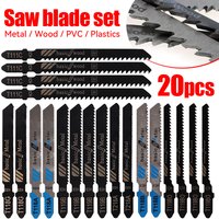20Pcs Jigsaw Blades T-Shaft HCS Assorted Jigsaw Blades Set Fast Cut Down Saw Blade For Wood Plastic And Metal Cutting Tools
