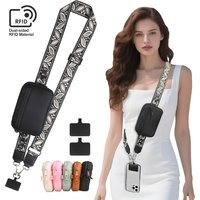 New Striped Design Detachable Mobile Phone Straps Crossbody Bag with Id Card Storage Bag Mobile Phone Anti-lost Travel Supplies