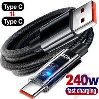 240W Fast Charge USB Type C Data Cables High-speed Data Transfer Wire Digital Display Nylon Type C To C Cord for IPhone Samsung