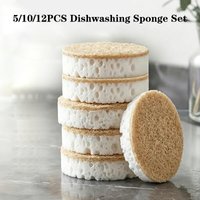 ✔5/10/12pcs Kitchen Dishwashing Sponge, Powerful Stain Removal, Extra-large And Thick Double-sided Sponge