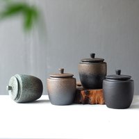 Bronze Frosted Ceramic Tea Pot Tea Container Sealed Storage Jar with Lid Storage Box Ornaments Living Room Home Decoration