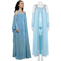 Fantasia Padme Cosplay Amidala Cloak Costume Roleplay Women Girls Blue Dress Arm Sleeves Halloween Carnival Party Suit