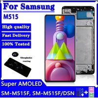 Super AMOLED M51 Display For Samsung M51 M515 M515F M515F/DS LCD Display With Frame Touch Screen Digitizer Assembly Replacement
