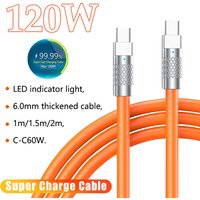 10A 120W Super Fast Charging Cable PD Type-C Liquid Silicone Cable Cable C To C Quick Charging Cable For Xiaomi iPhone 1/1.5/2M