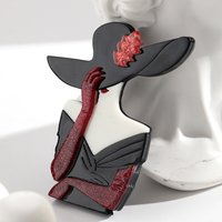 New Acrylic Graceful Hat Lady Figure Brooches for Women Trendy Fashion Girl Badge Pins Office Jewelry Clothes Accessories Gift