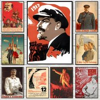 Vintage Stalin USSR CCCP Poster Decorative Wall Art Stickers Mural Photo Print for Home Living Room Hallway Decor