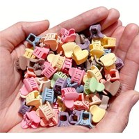50pcs mini clips, plastic, youth-style flower design, perfect for hairstyles like braids and pigtails.