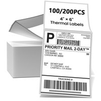 4x6 Inch Direct Thermal Shipping Labels 100/200 Sheets Adhesive Paper White Sticker For DHL UPS Express LOGO Barcode Label Maker