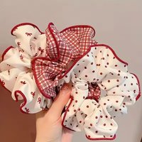 1/3pcs High End Red Cute Dot Plaid Scrunchies for Women Girls Soft Elastic Hair Ties Gentle Hair Bands Fashion Hair Accessories
