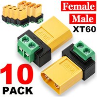 1-10PCS XT60 Connectors Screw Terminal Adapter XT60 Male/Female To 2PIN Solderless Power Plugs Adapters for Solar Panels Drone