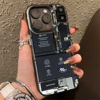 Creative Circuit Board Pattern Electroplate Silver IMD Case For iPhone 15 14 16 Pro Max 11 12 13 7 8 Plus X 16E Shockproof Cover