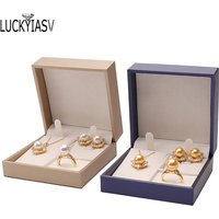 High Quality Leather Jewelry Ring Box Jewelry Gift Box Pair Ring Earrings Necklace Bracelet Box Jewlery Organizer Container 2023