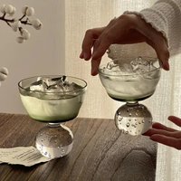 Luxury Vintage round Bead Bubble Cream Glass Cup Light Ins Style Dessert Milkshake Holder for Home Garden Party Decoration