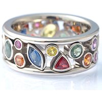 Vintage Colorful Crytal Rings For Women Girls Silver Color Wedding Engagement Luxury Designer Jewelry Wholesale