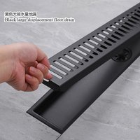 Bathroom shower floor drain, household and hotel long strip floor drain, 304 stainless steel black floor drain