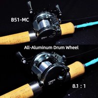 LOONGZE B51-MC Lightweight All-Aluminum Drum Fishing Reel 12+1 BB 8.1:1 High Speed Smooth Anti-Backlash Baitcasting Reel