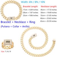 Best-Selling Monaco Necklace Set with Square Diamonds Unisex Brass Necklace, Bracelet, and Ring Set with 14K Gold Plating.