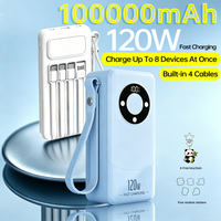 Oloey 2026 100000mAh Power Bank, 120W Super Fast Charging, Large Capacity, Built-in 4 Cables, Portable External Battery Charger
