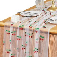 Cherry Mesh Tablecloth Tea Table Decoration Party Wedding Table Flag AtmosphereTable Mat Holiday Party Table Cover Home Decorati