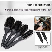 New Handle Round Roller Hair Brush Boar Bristle Heat Resistant Curling Barrel Straight Twill Hair Comb Hairdressing Styling Tool