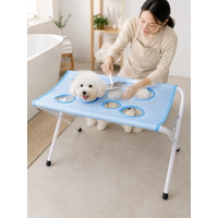 Foldable Pet Grooming Table Adjustable Dog Cat Hair Brushing Bath Stand Multi-Hole Non-Slip Portable Grooming Platform