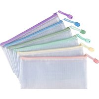 5-30PCS Mesh Zipper Pouch Document Bag Waterproof Zip File Folders A4 A5 Size For Office School Supplies Document Storage Bags