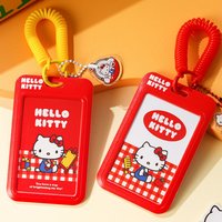 Genuine Sanrio Hello Kitty Slide ID Card Holder Door Badge Holder Lanyards Keychain Work Credential Case Employee Pass Girl Gift