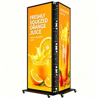 Double Sided LED Light Box With Wheels Movable Floor Standing Advertising Sign Custom Poster Display Stand For Business Shop
