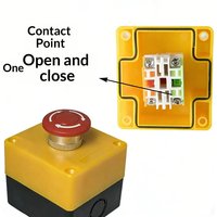 1Set 10A Emergency Stop Button Switch Box Waterproof Safety STOP Push Button With Rain Cover For Industrial Machine