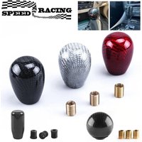 Universeller ovaler ovaler/kugelfarbener manueller Schaltknauf aus Kohlefaser mit 3 Adaptern, Schalthebelknopf im JDM-Stil für die meisten Autos