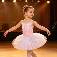 Pink Sequin Ballet Tutu for Girl Professional Gauze Tulle Skirt Ribbon Dance Costume for Party Princess Fairy Stage Costume