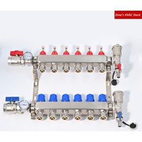 Stainless Steel Aisi304 Floor Heat Manifold Kit wt Flow Meter, Ball Valve,Drain Valve,Euroconus Fittings G1"*50MM
