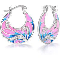 Buyee 925 Sterling Silver Female Clip Earring Blue Enamel Flower Earring for Women Elegant Fashion Wedding Big Fine Jewelry Gift