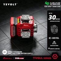 YEVOLT 16‑Line Green Laser Level 4×360° Planes Gravity Self‑Adjust Slope Function Type‑C Power Wireless Remote Build & Tile